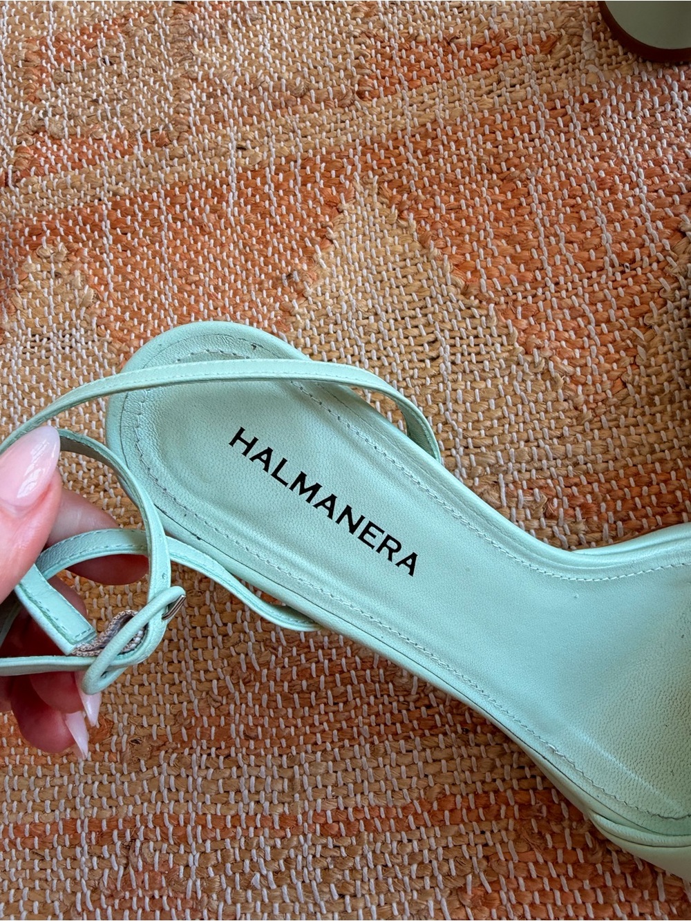 Halmanera Erika Leather Chunky Platfotm Sandals in Mint Aloe Leather Size 38.5 - Picture 10 of 12